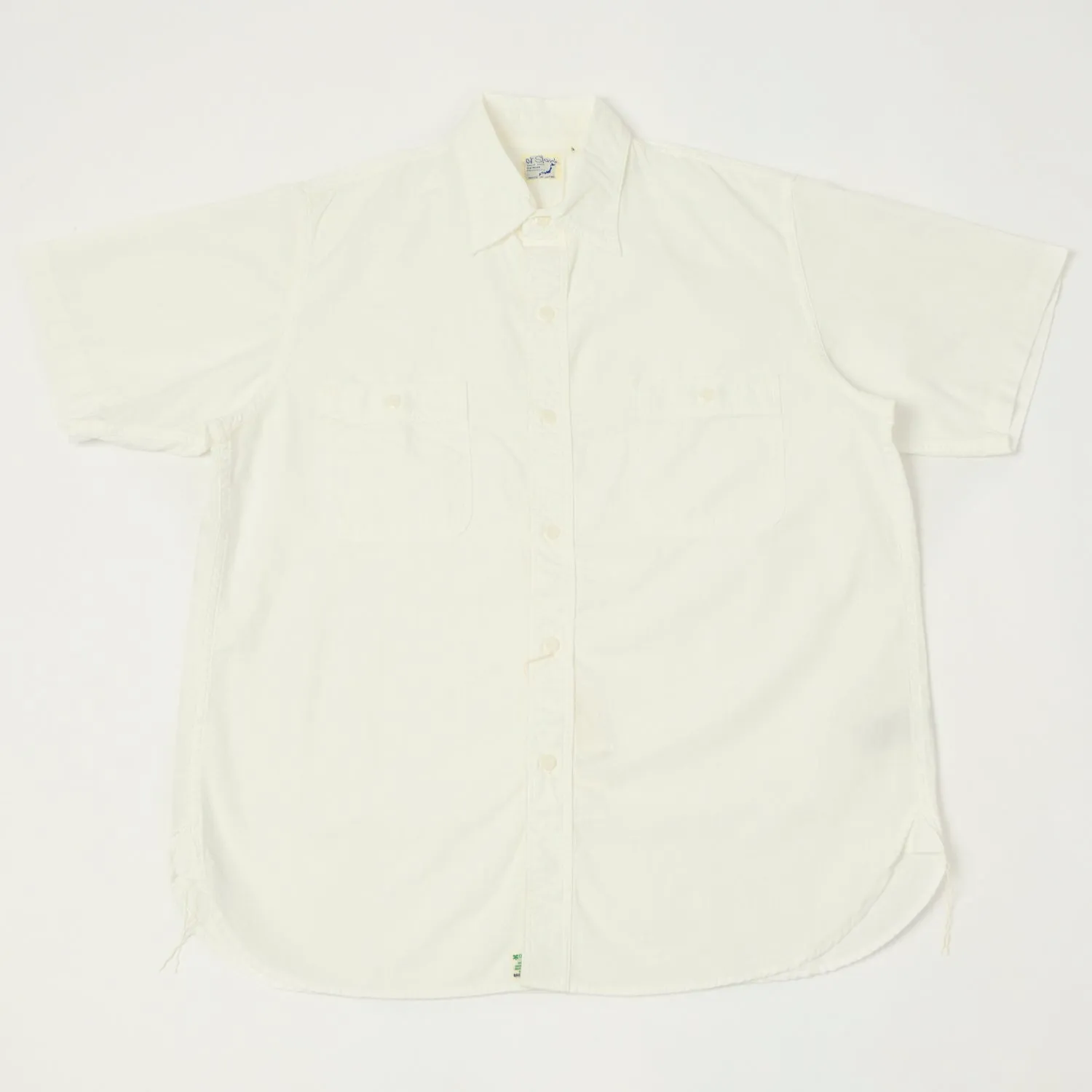 orSlow Short Sleeve Chambray Work Shirt - White First Date