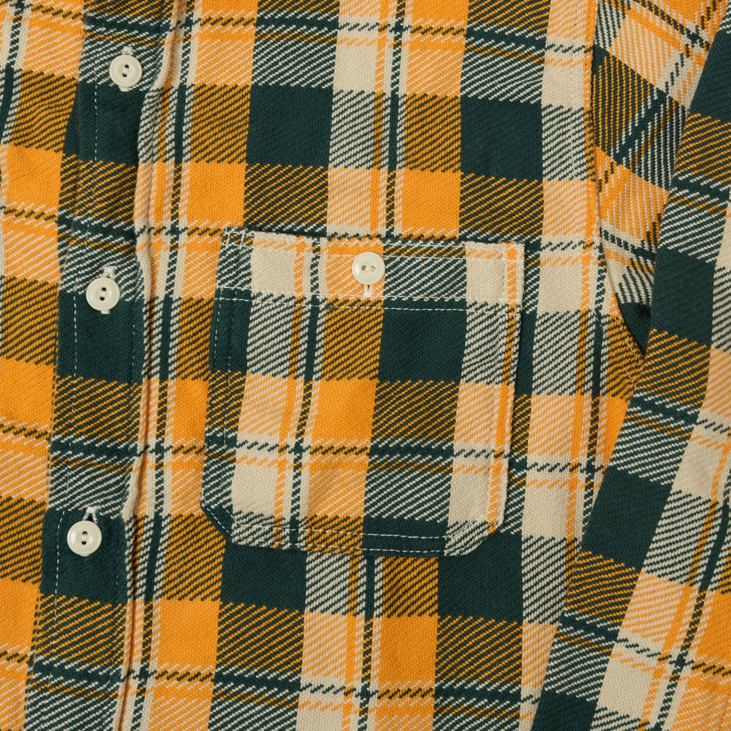Simple Elegance Full Count 4085 Check Flannel Shirt - Yellow/Green