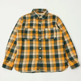 Adjustable Hem Lightweight Fabric Full Count 4085 Check Flannel Shirt - Yellow/Green