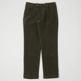 East Harbour Surplus 'Barry' Corduroy Trouser - Green Casual Stretch Wear Feminine Cut