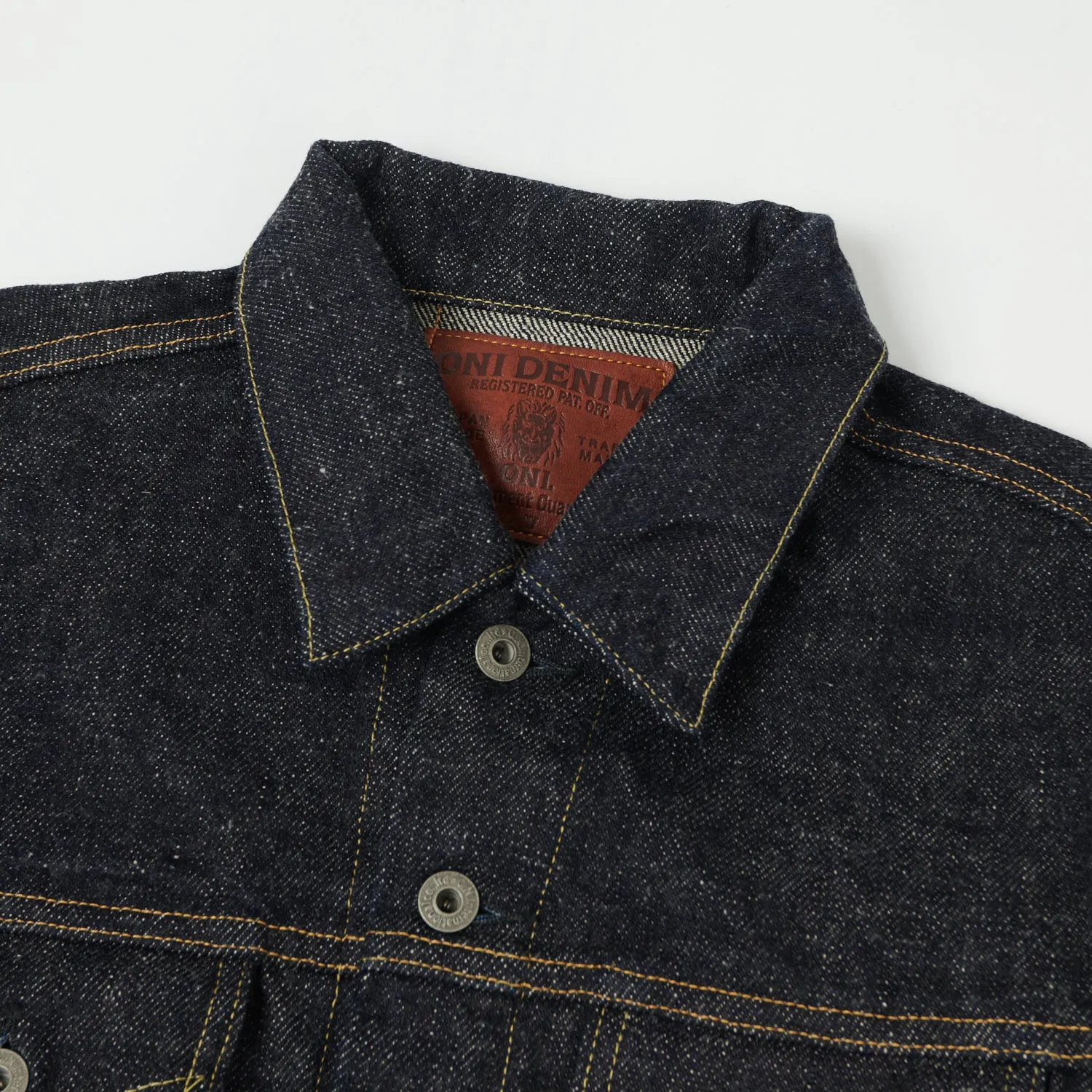 ONI Denim 02527P-DIZR 20oz 'Dark Indigo 'Secret Denim' Type-III Pocket Denim Jacket - One Wash High Collar Windguard