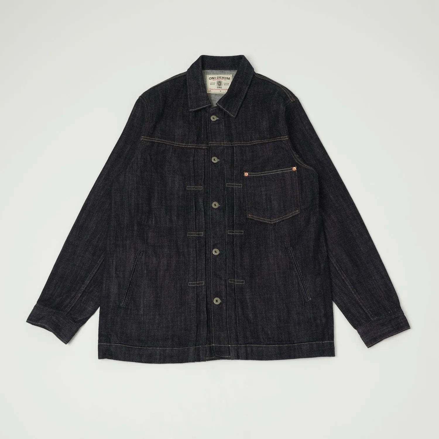 Smooth Flat Collar ONI Denim 03128 12oz Loose Weave Denim Coverall Jacket