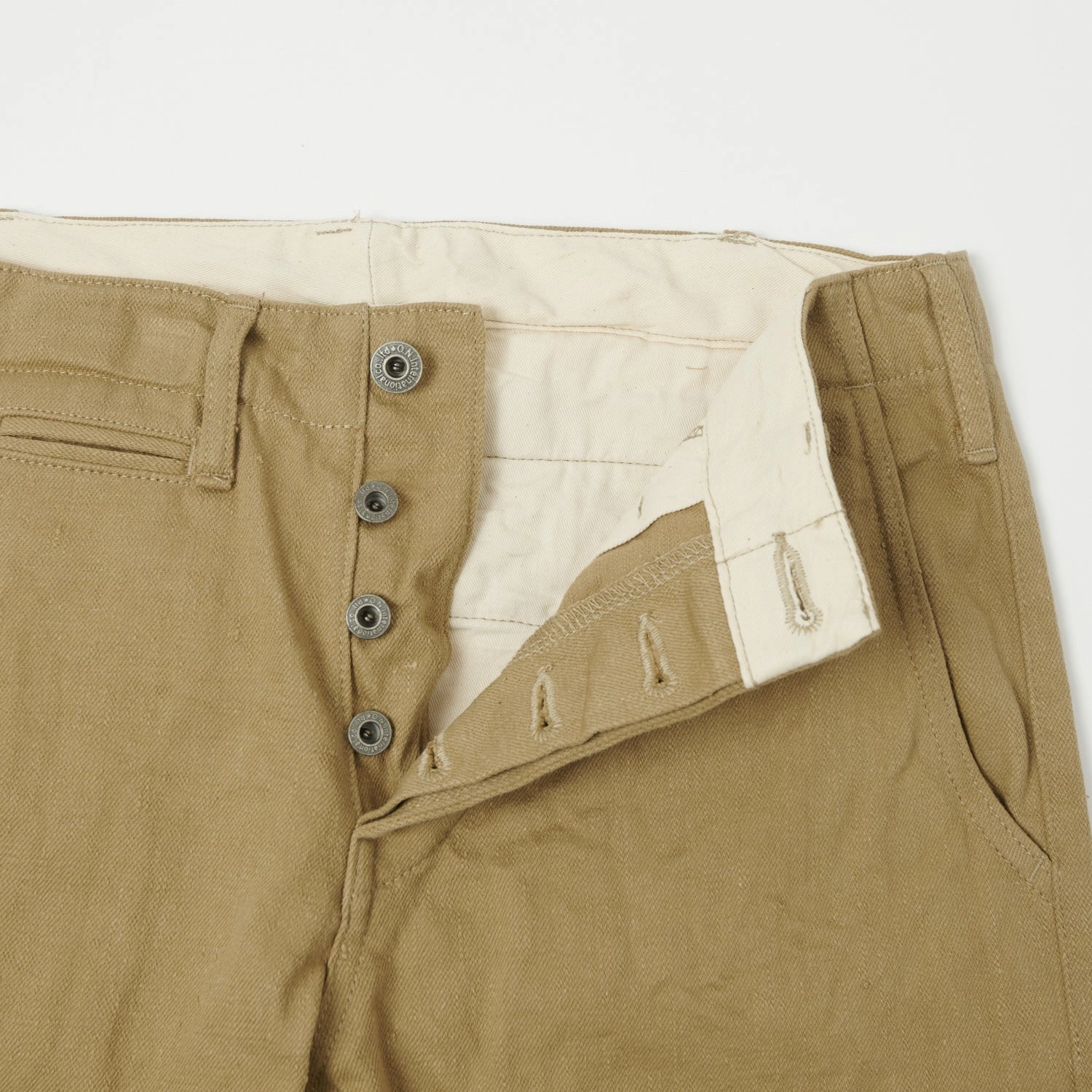 Trendy Waist NoiseReducingFabric ONI Denim 727KH 12oz Khaki Beige Sulfur Slim Straight Chino - Rinsed