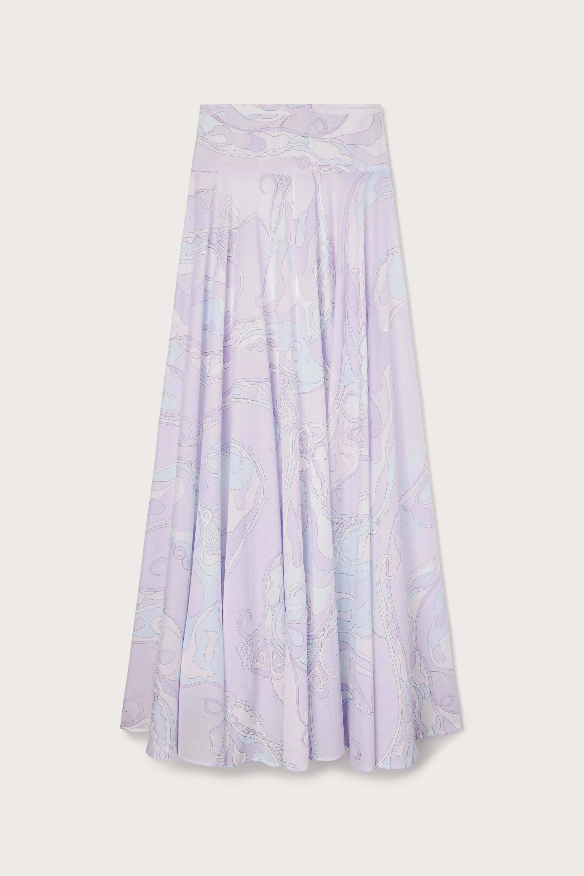 Luxury Finish Orchidee Print Long Cotton Skirt