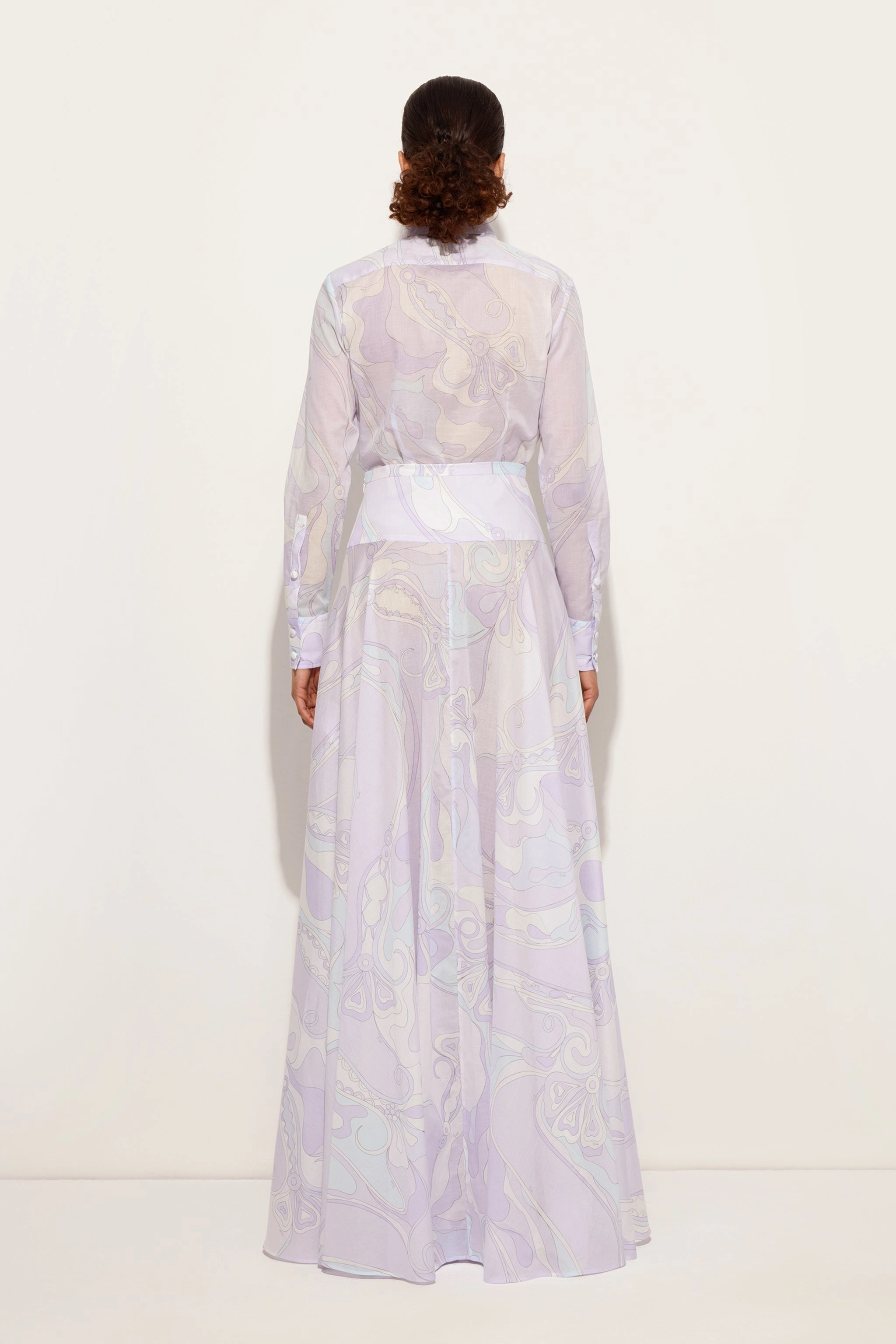 Orchidee Print Long Cotton Skirt Bamboo Fiber Non Irritating Edges