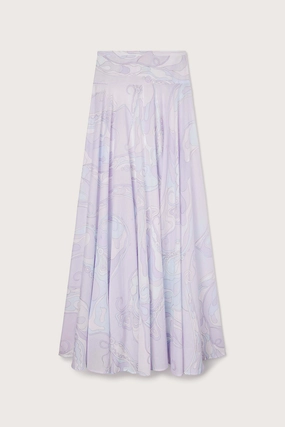 Luxury Finish Orchidee Print Long Cotton Skirt