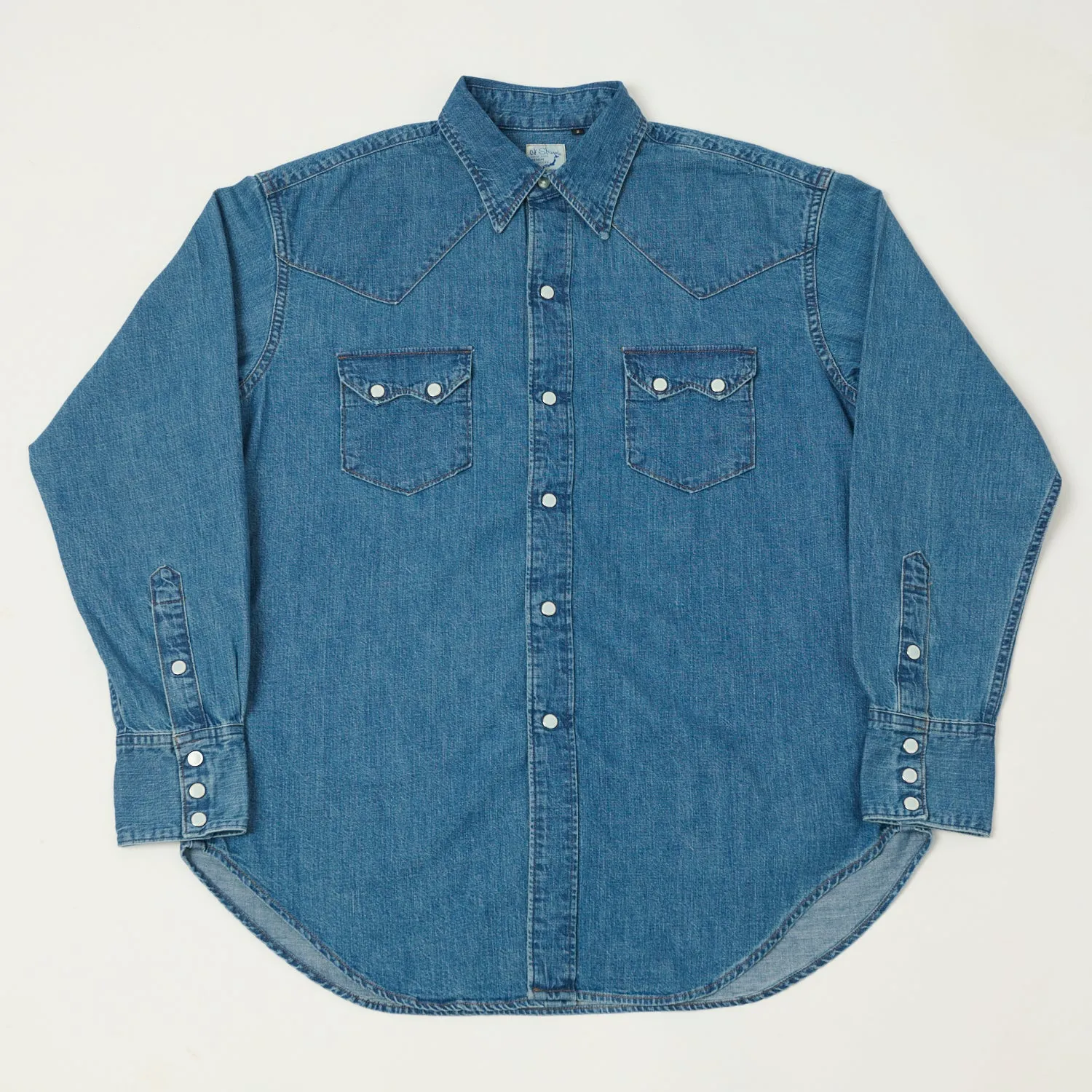 orSlow Denim Western Shirt - Used Wash High Neck Morning Comfort