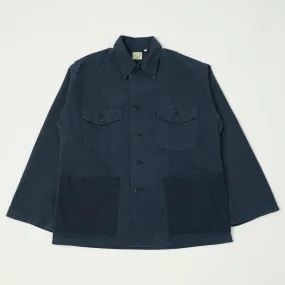 orSlow Herringbone Twill Contrast Pocket Overshirt - Navy Customizable Design Personalized Touch