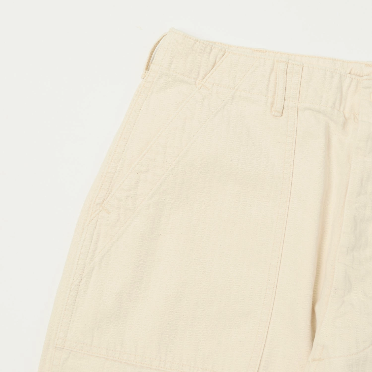 Urban Look Casual Comfort Look orSlow Herringbone Twill Lightweight Fatigue Pants - Ecru