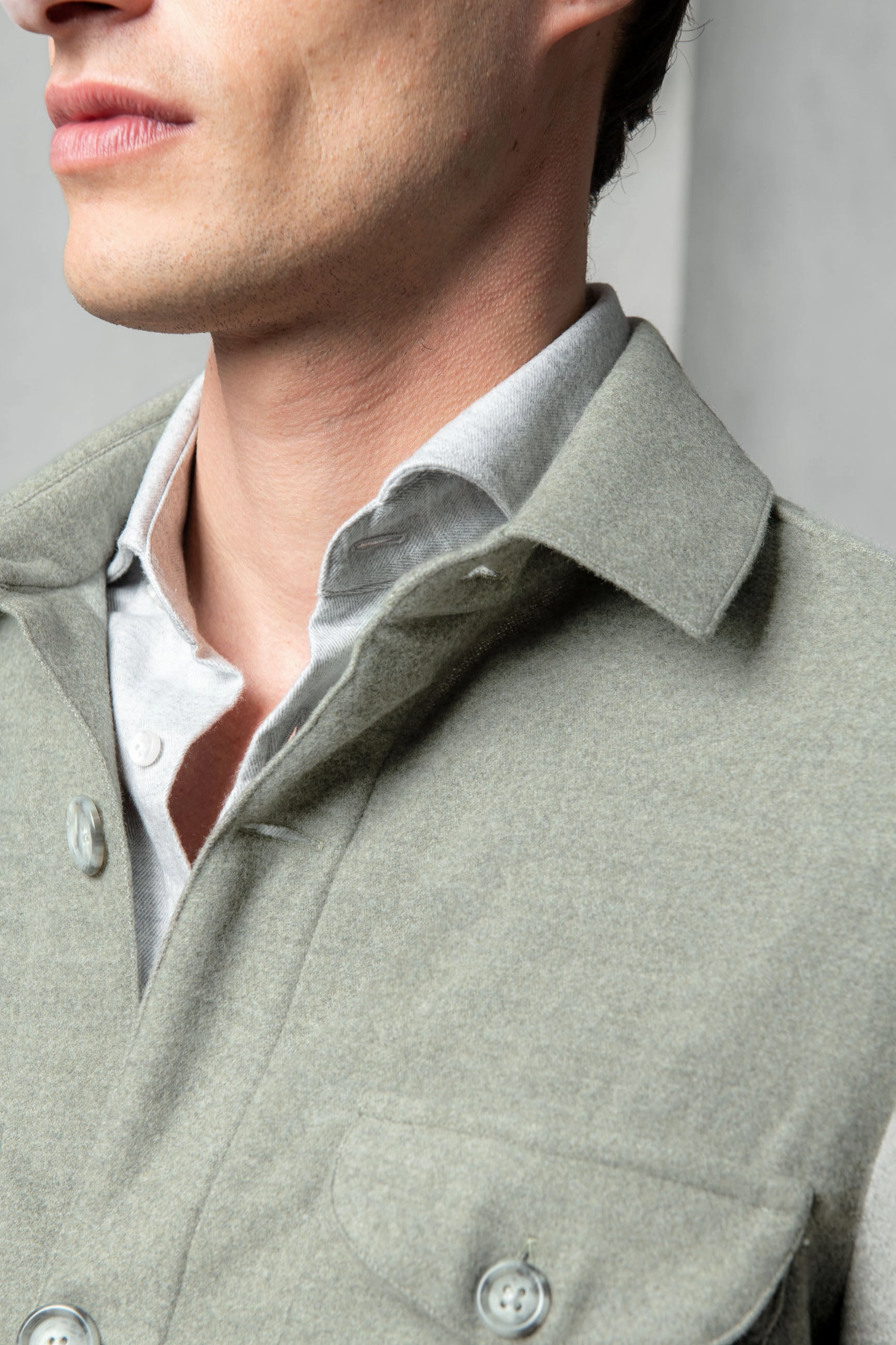 Sage Safari Jacket flannel Super 180s ?C Made in Italy spring season