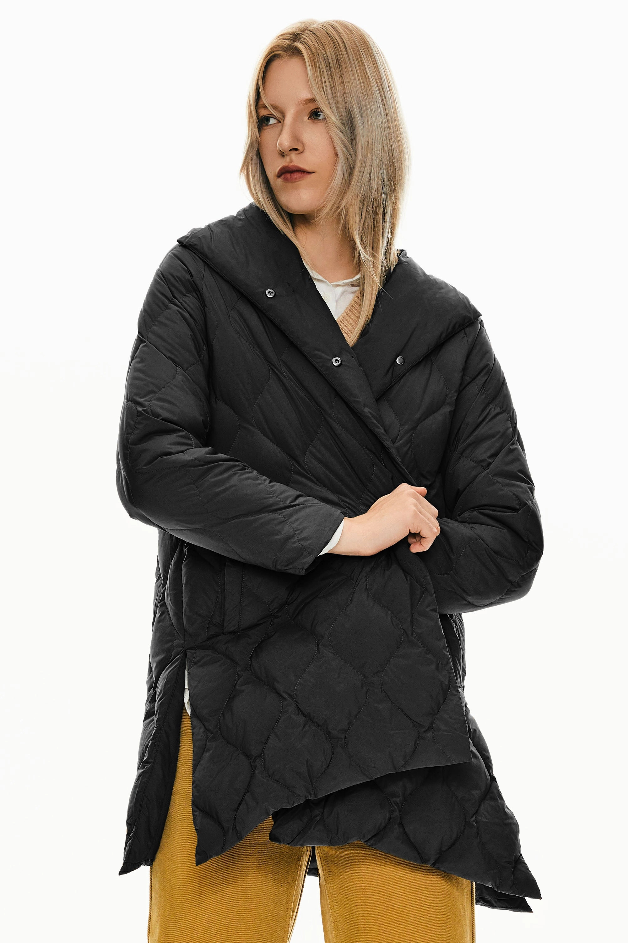 Oversized Quilted Puffer Jacket Lightweight with Pockets Comfy Fit Piece