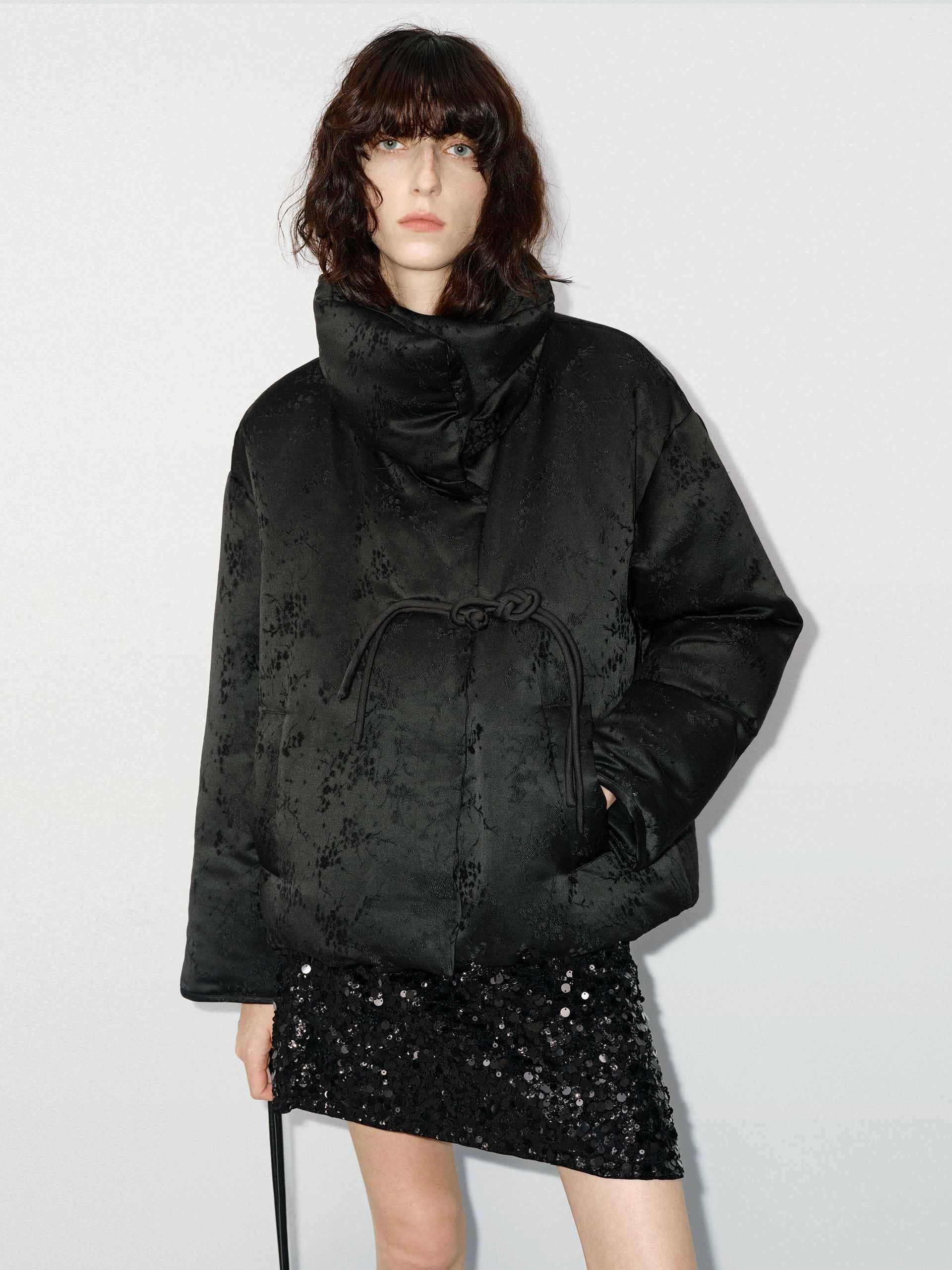 Noise Reduced Fabrics Cheongsam Buckle Puffer Jacket