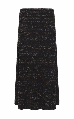 Pan Knit Maxi Skirt in Black & Gold Beaded Cashmere Flexible Knit