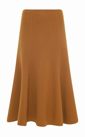 Patterson Midi Skirt in Yellow Ochre Double-Face Recycled Cashmere Tonal Layering party look