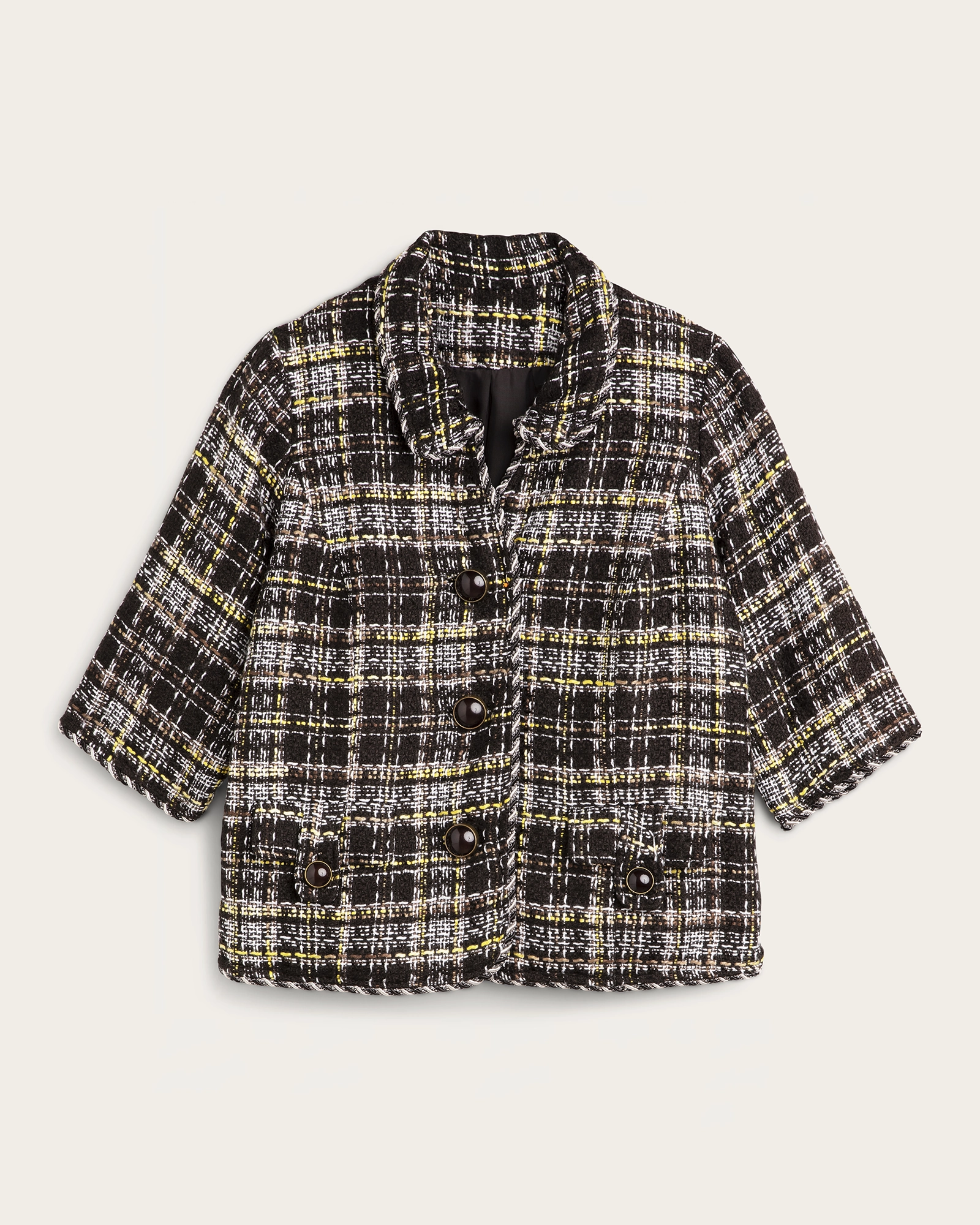 Layer Option Rain Shield Paula Boucle Tweed Jacket | Brown / Ivory