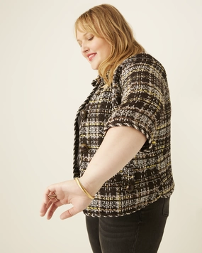 Thermal Comfort Paula Boucle Tweed Jacket | Brown / Ivory