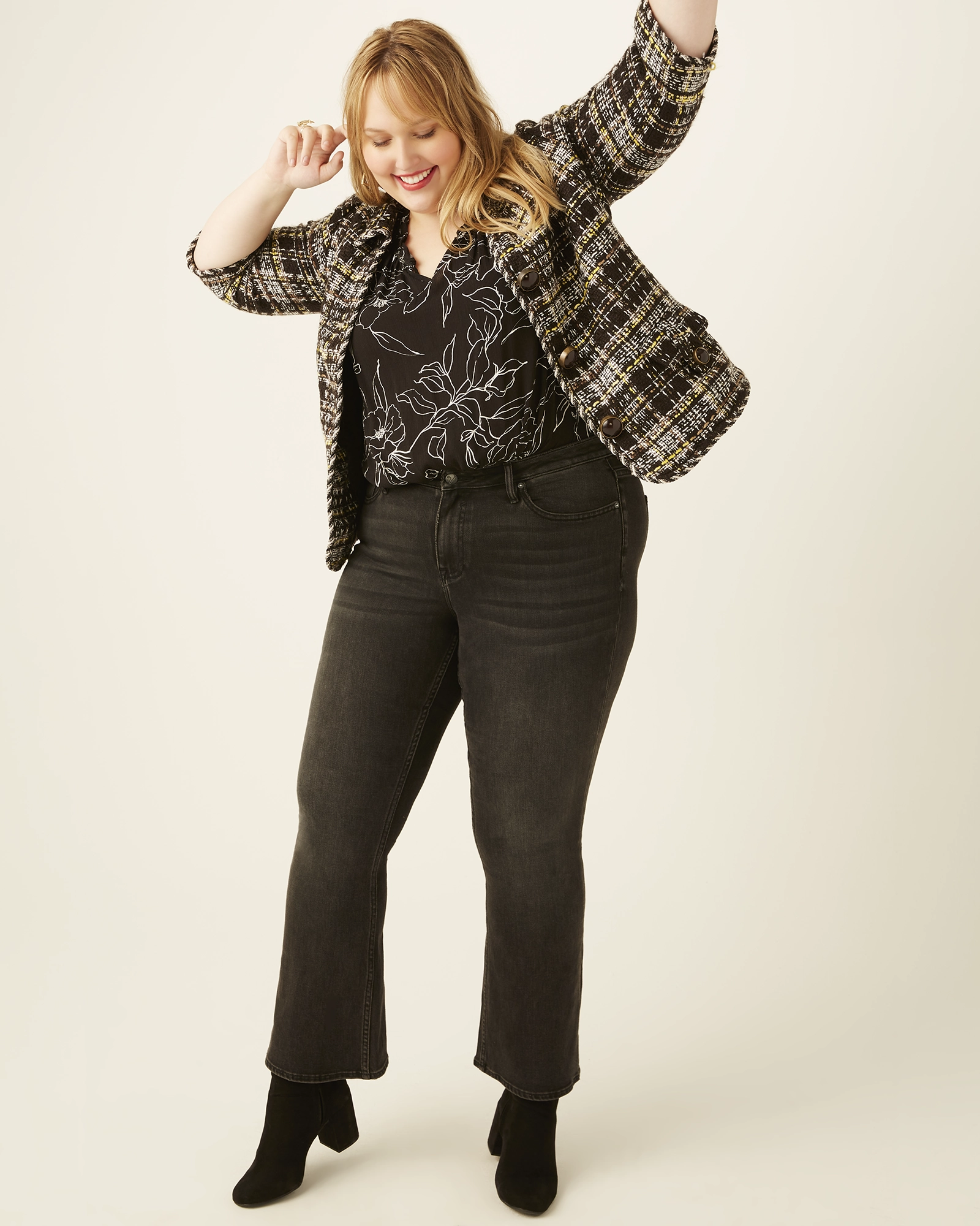 Zippered Pockets Paula Boucle Tweed Jacket | Brown / Ivory