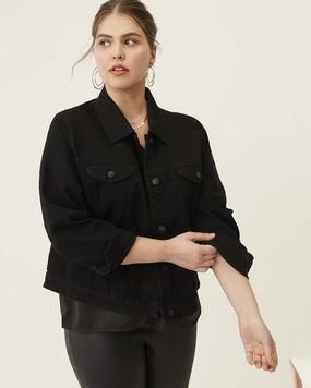 Paulina Black Denim Jacket | Black Daily Utility packable