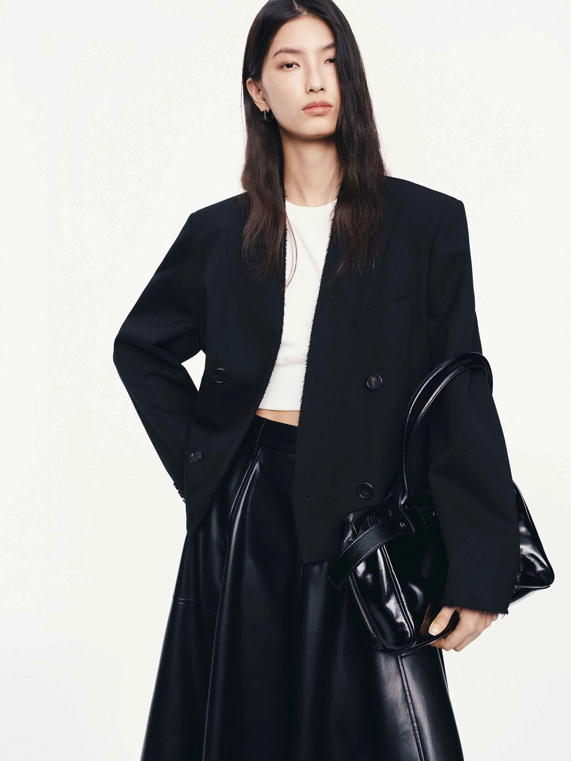 Sleek Silhouette Sharp Look Peak Lapel Cropped Blazer