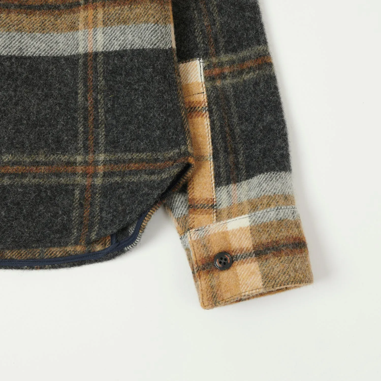 Peregrine 'Barney' Wool Overshirt - Brown/Grey Checkered Style