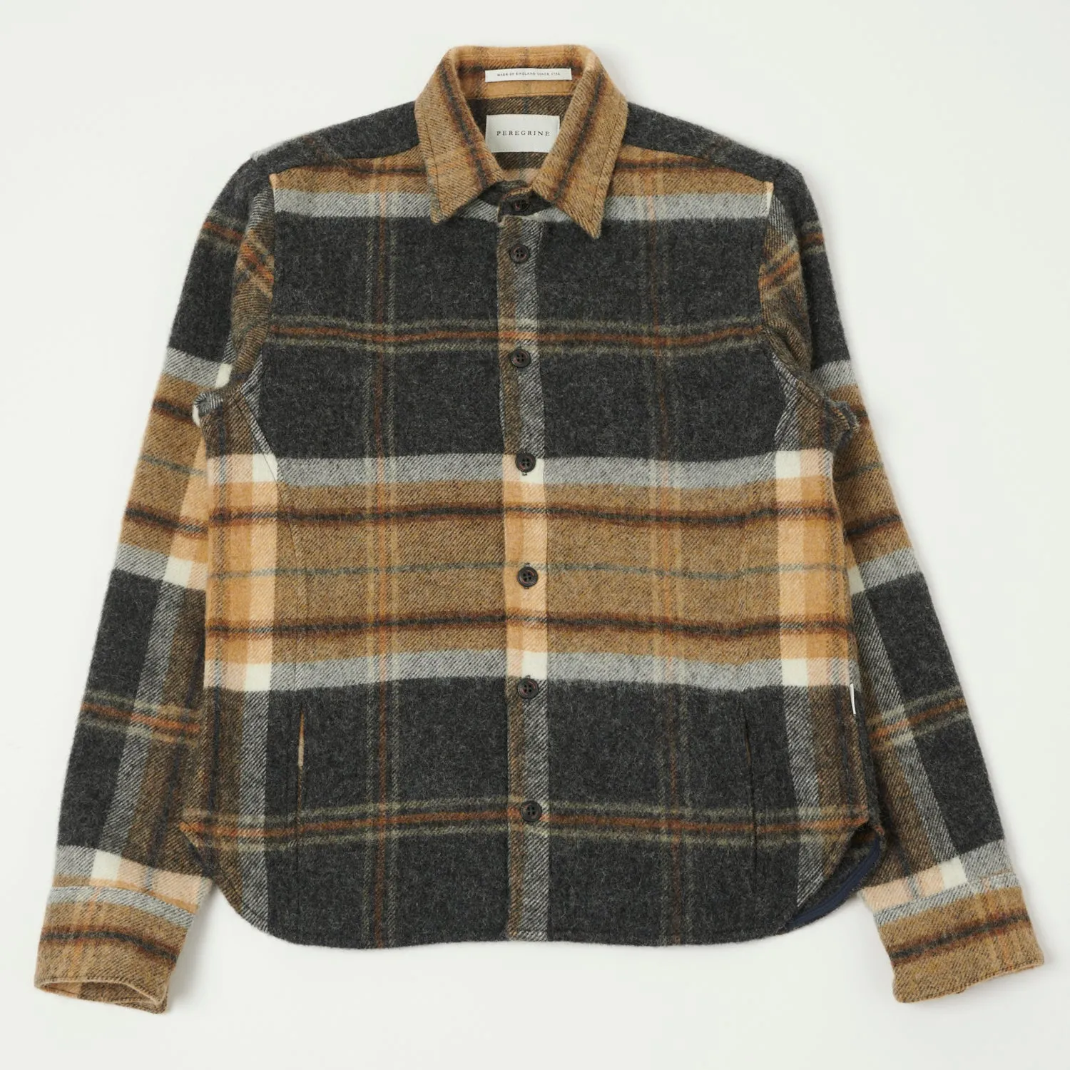 Peregrine 'Barney' Wool Overshirt - Brown/Grey Picnic Outfit Comfortable Look