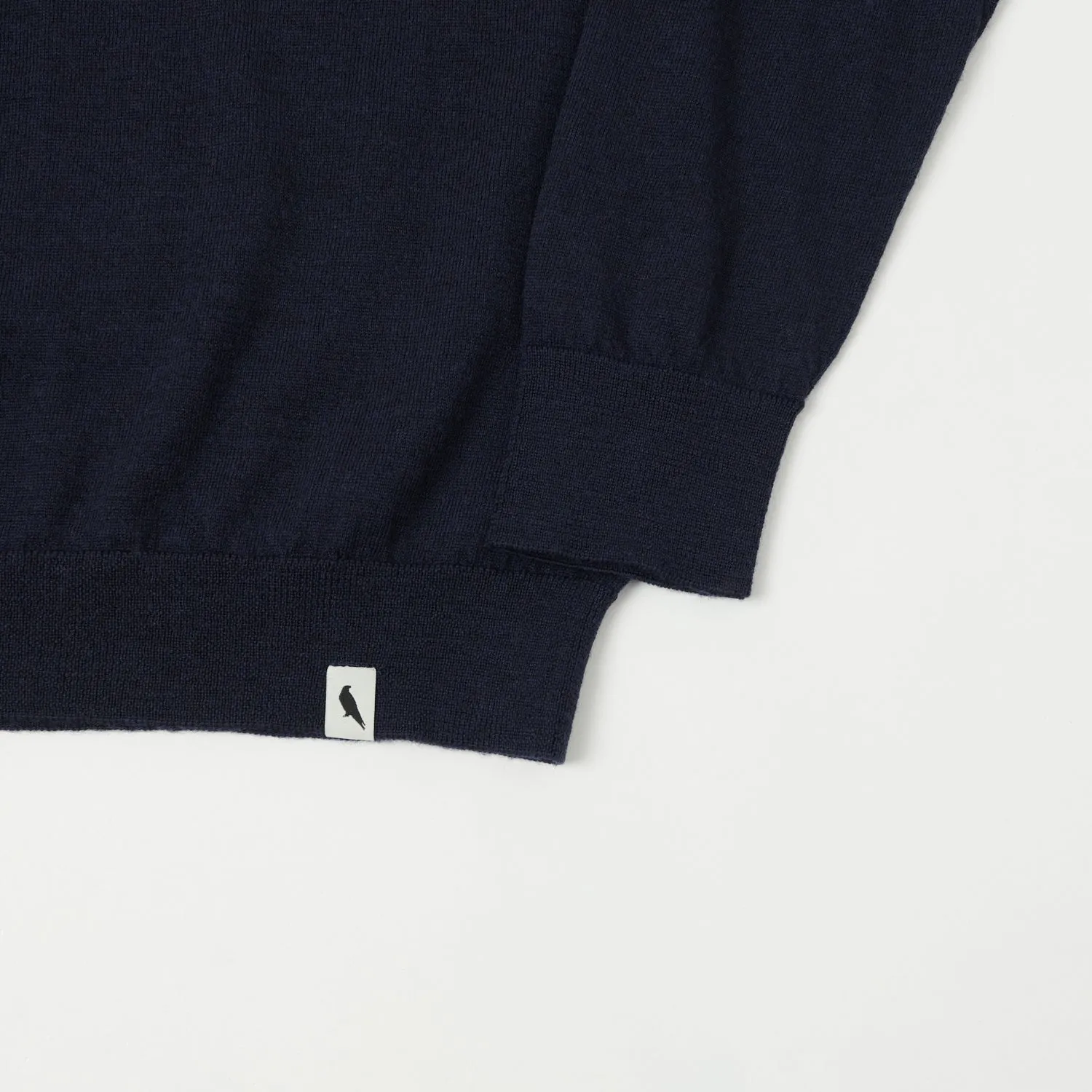 Peregrine Long Sleeve Wool Polo Shirt - Navy Minimalistic Design