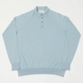 Formal Edge Comfortable Design Peregrine Long Sleeve Wool Polo Shirt - Ocean