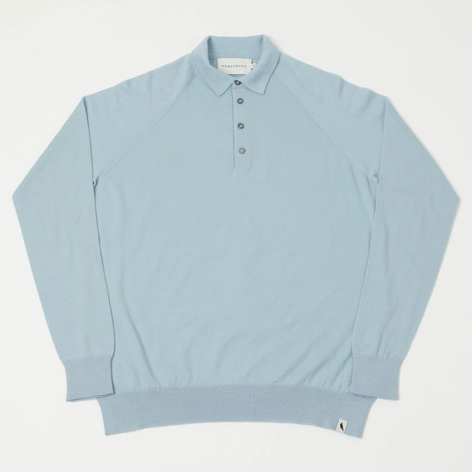 Formal Edge Comfortable Design Peregrine Long Sleeve Wool Polo Shirt - Ocean