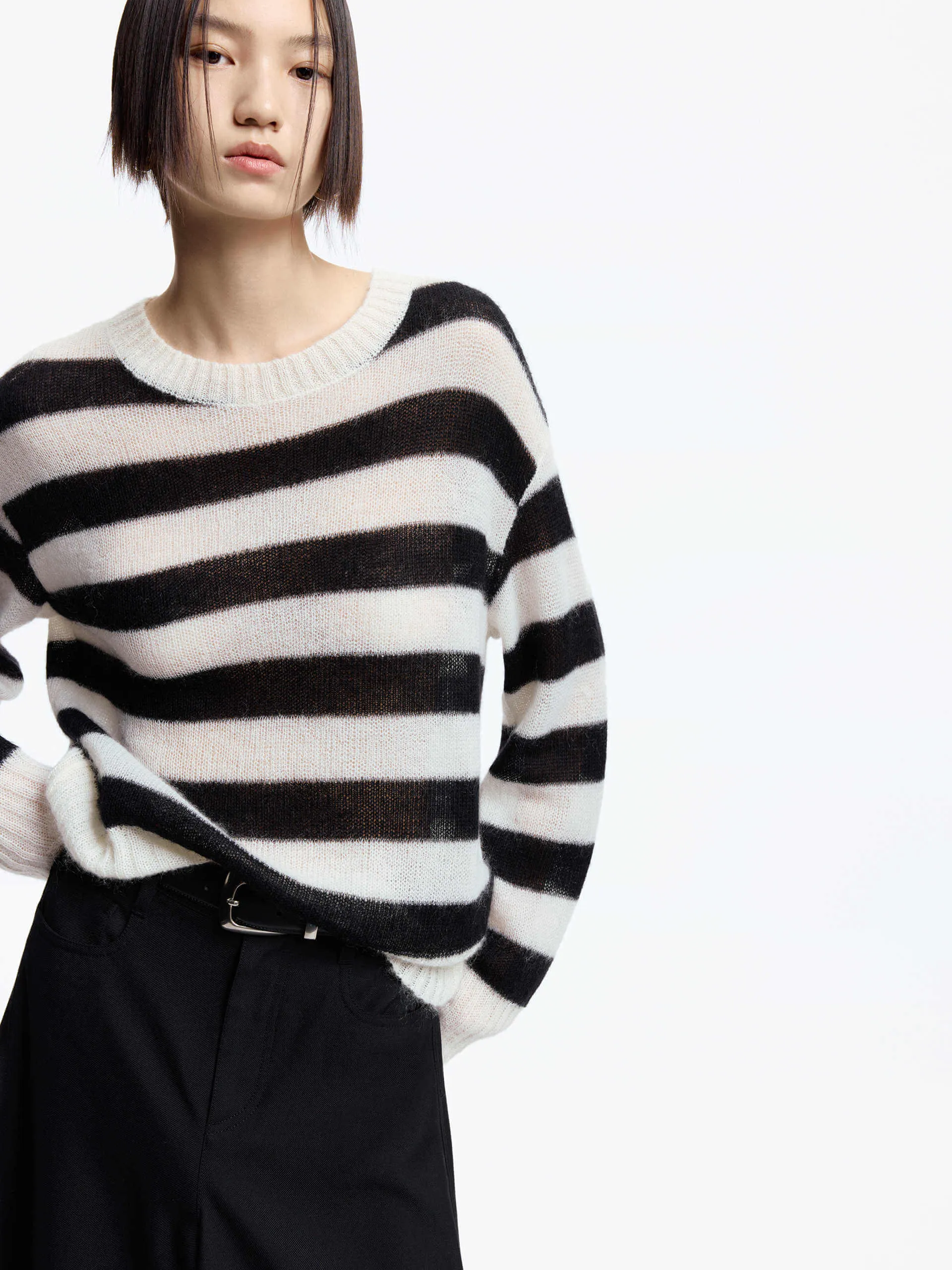 Knit Apparel Include Mohair Striped Sweater