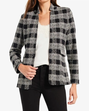 Perfectly Plaid Knit Blazer in Black Multi | Black Multi Water Resistant Outerwear