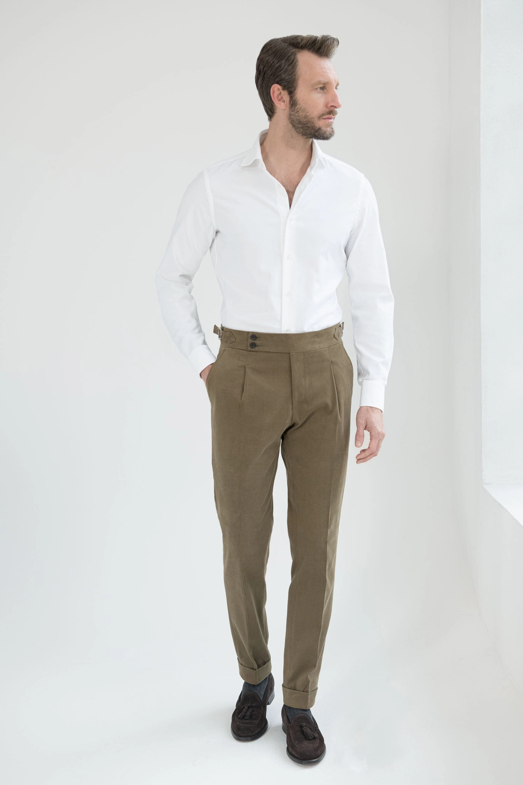 Taupe cotton Soragna trousers - Made in Italy All Day Wear Comfort