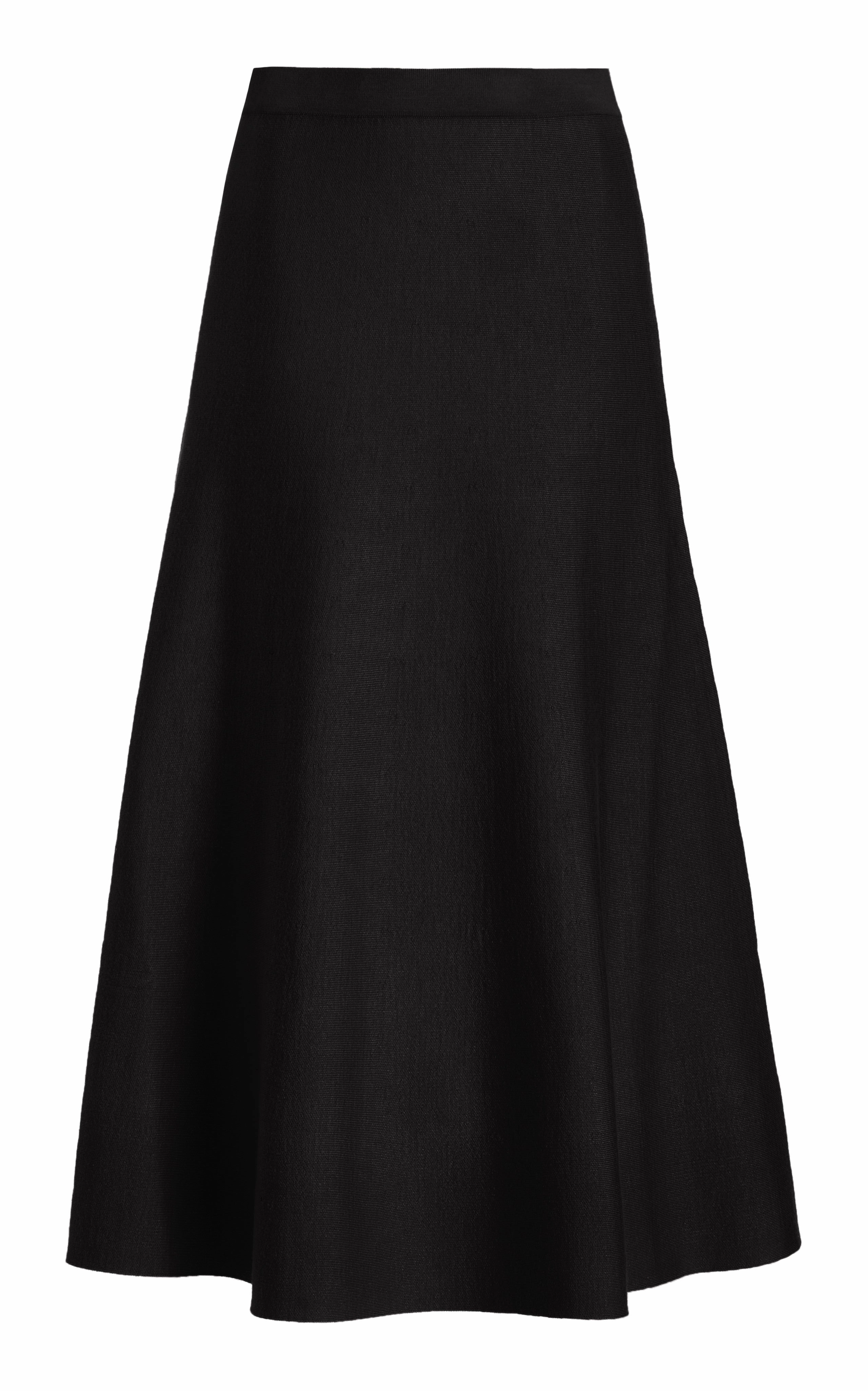 Daily Essential Bestseller Item Freddie Knit Midi Skirt in Black Merino Wool Cashmere