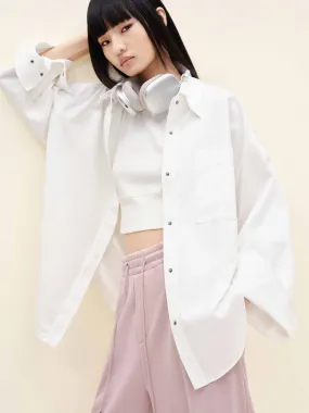 Pure Cotton Loose Shirt Tailored Cut Fashionable Layer