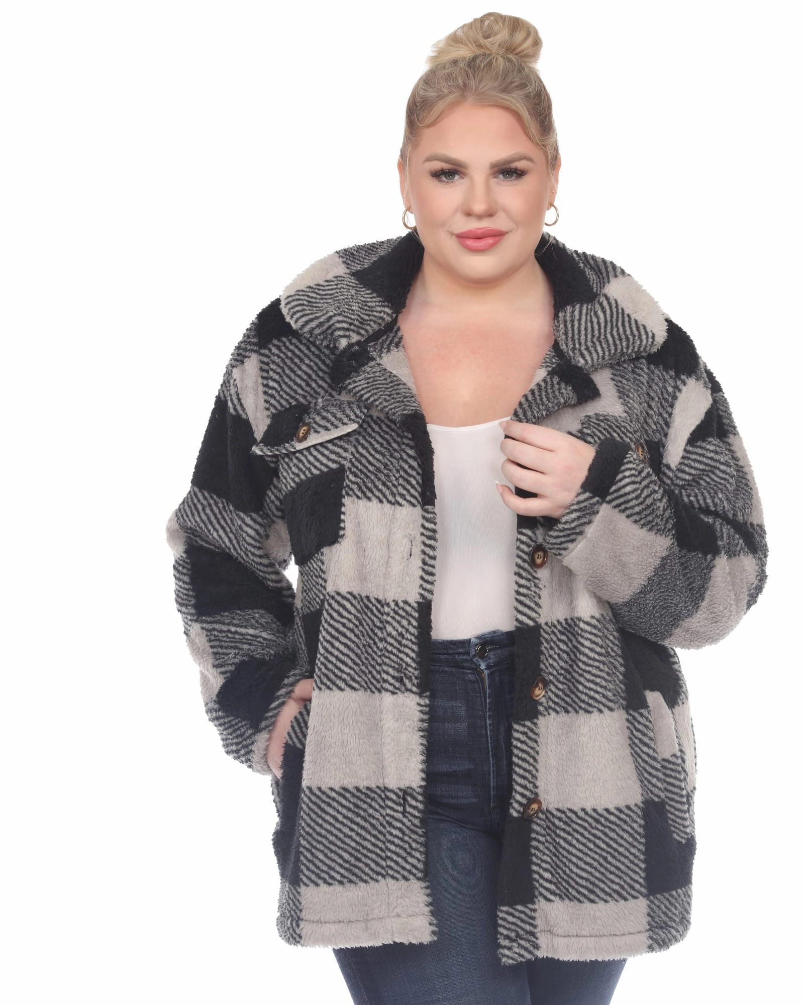 Insulated Core multi-color Plaid Shacket | Black/Grey