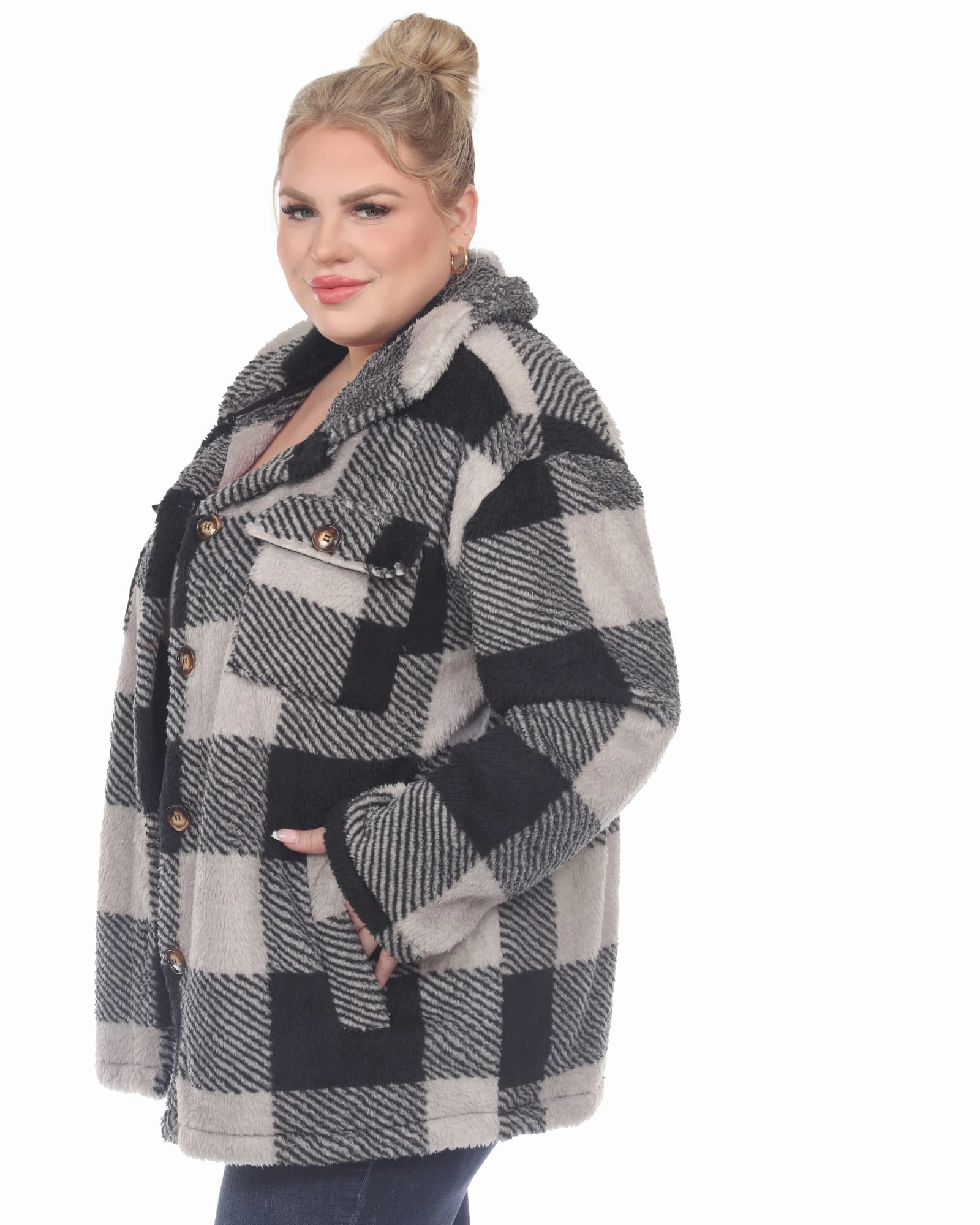 Plaid Shacket | Black/Grey Luxury