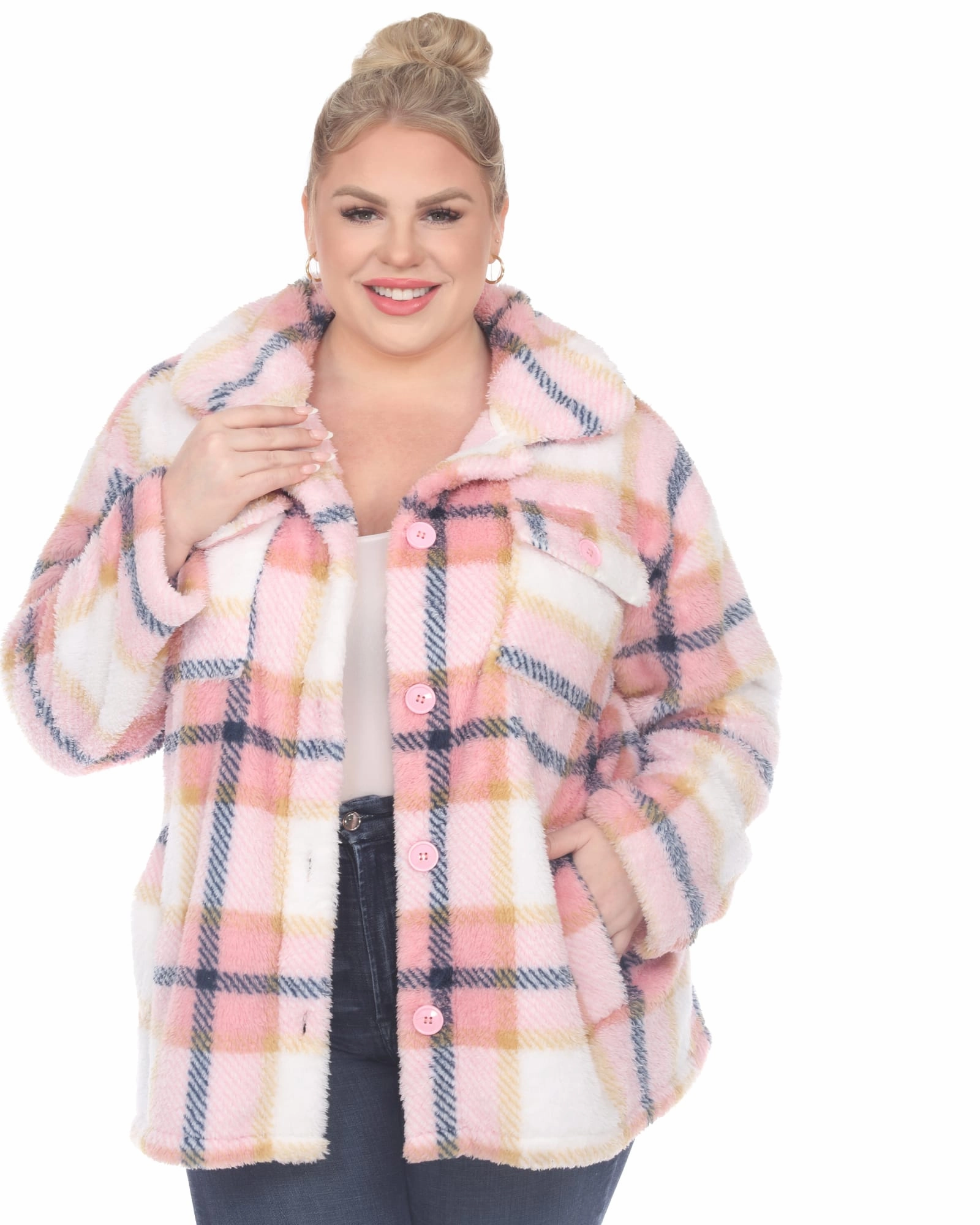 Rainproof Wear Recognize Plaid Shacket | Pink