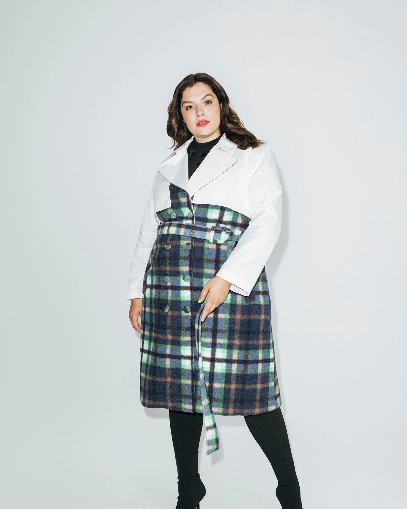 Weather Ready Gear Plaid Two Tone Trench Coat | Green