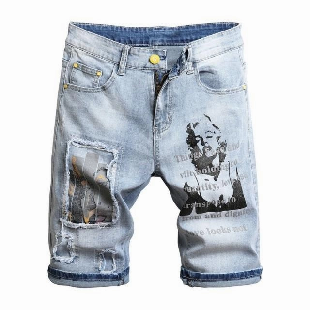 West Louis? Marilyn Monroe Print Youth Denim Shorts Quick Move Glide On Mobility Cut