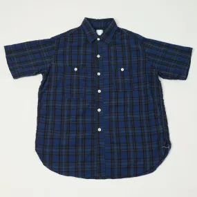 Post Overalls No.6 Seersucker Work Shirt - Blue Plaid Simple Layer Preppy Vibe