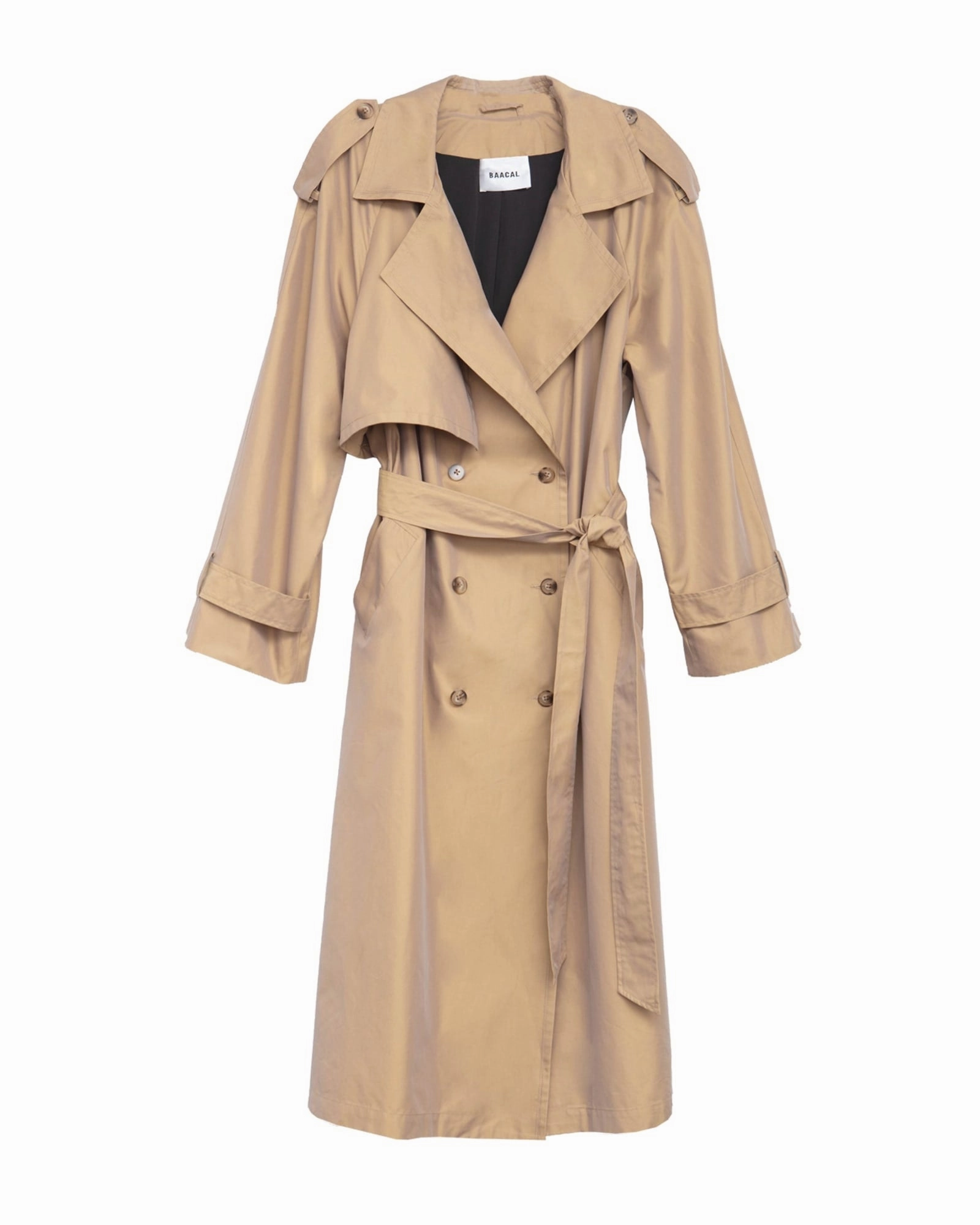 90's Classic Taffeta Trench Coat | Light Khaki Taffeta Animal Print Compromise