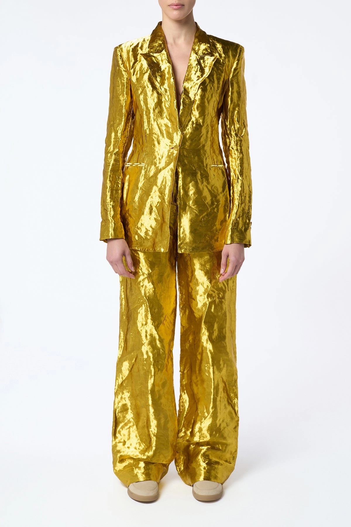 Mick Blazer in Gold Metallic Silk Refined Wear