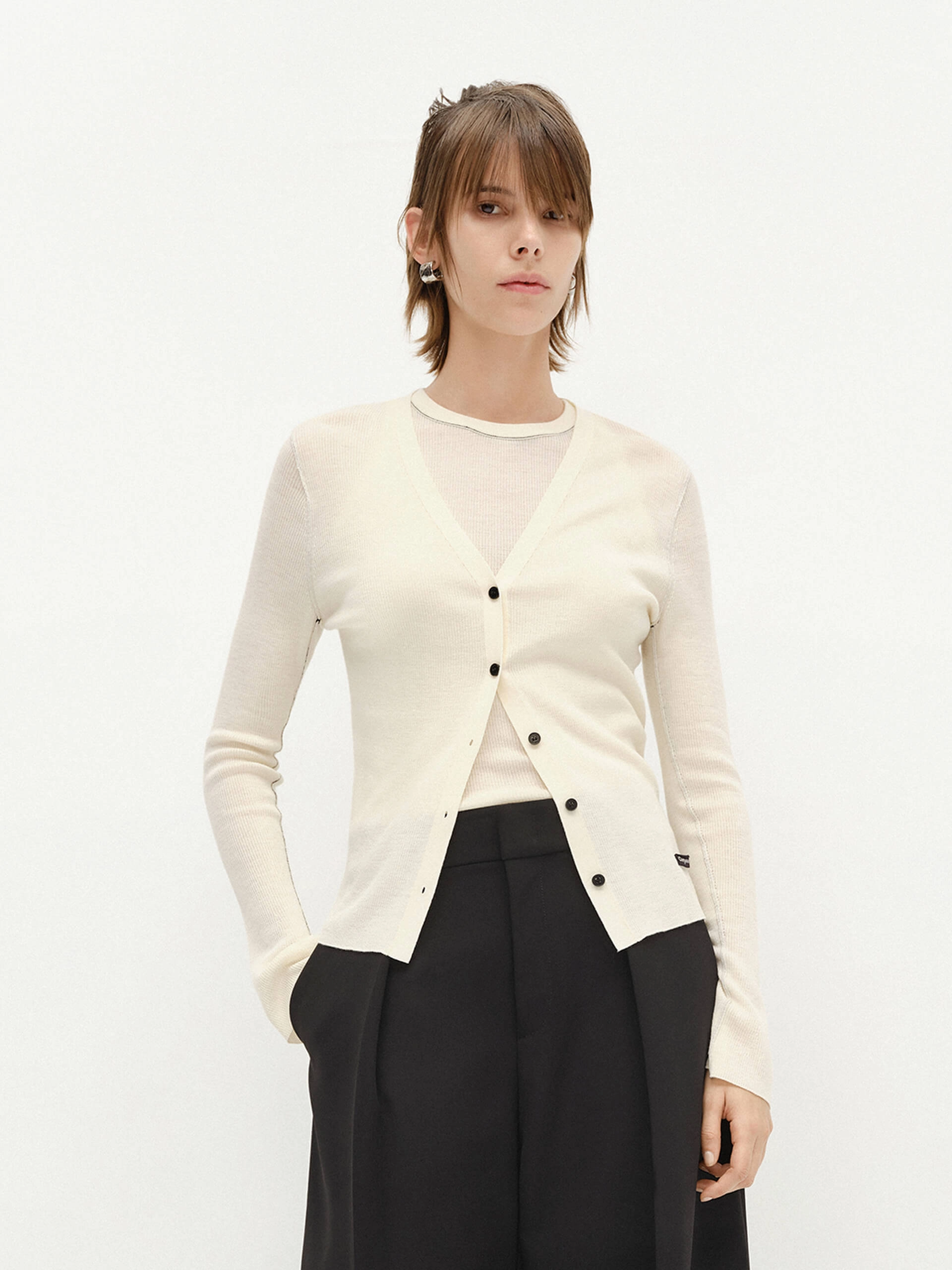 Quick Fit Seams Detail Wool Knit Top