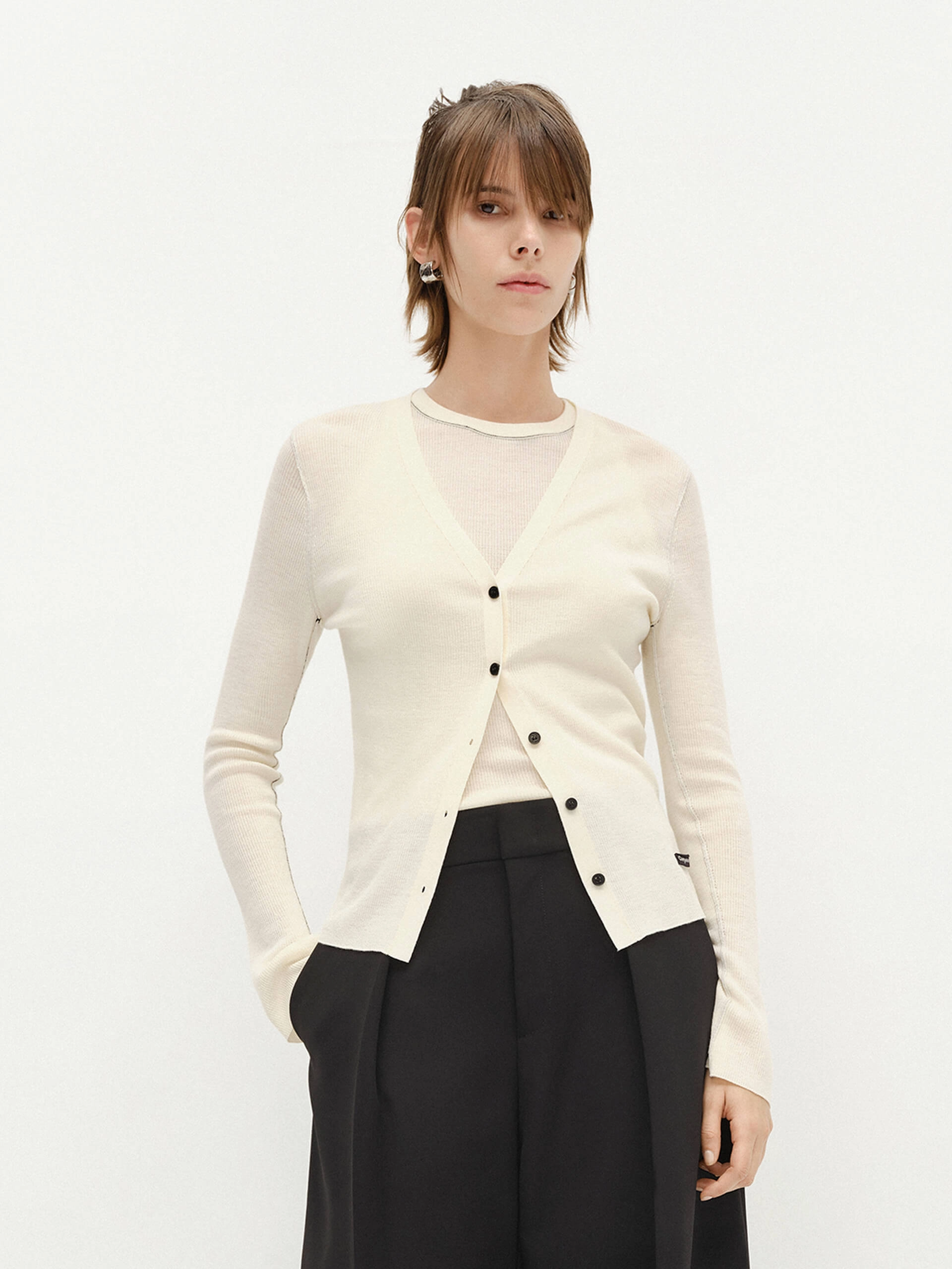 Snug Knit Snuggle Ready Seams Detail Wool Knit Top