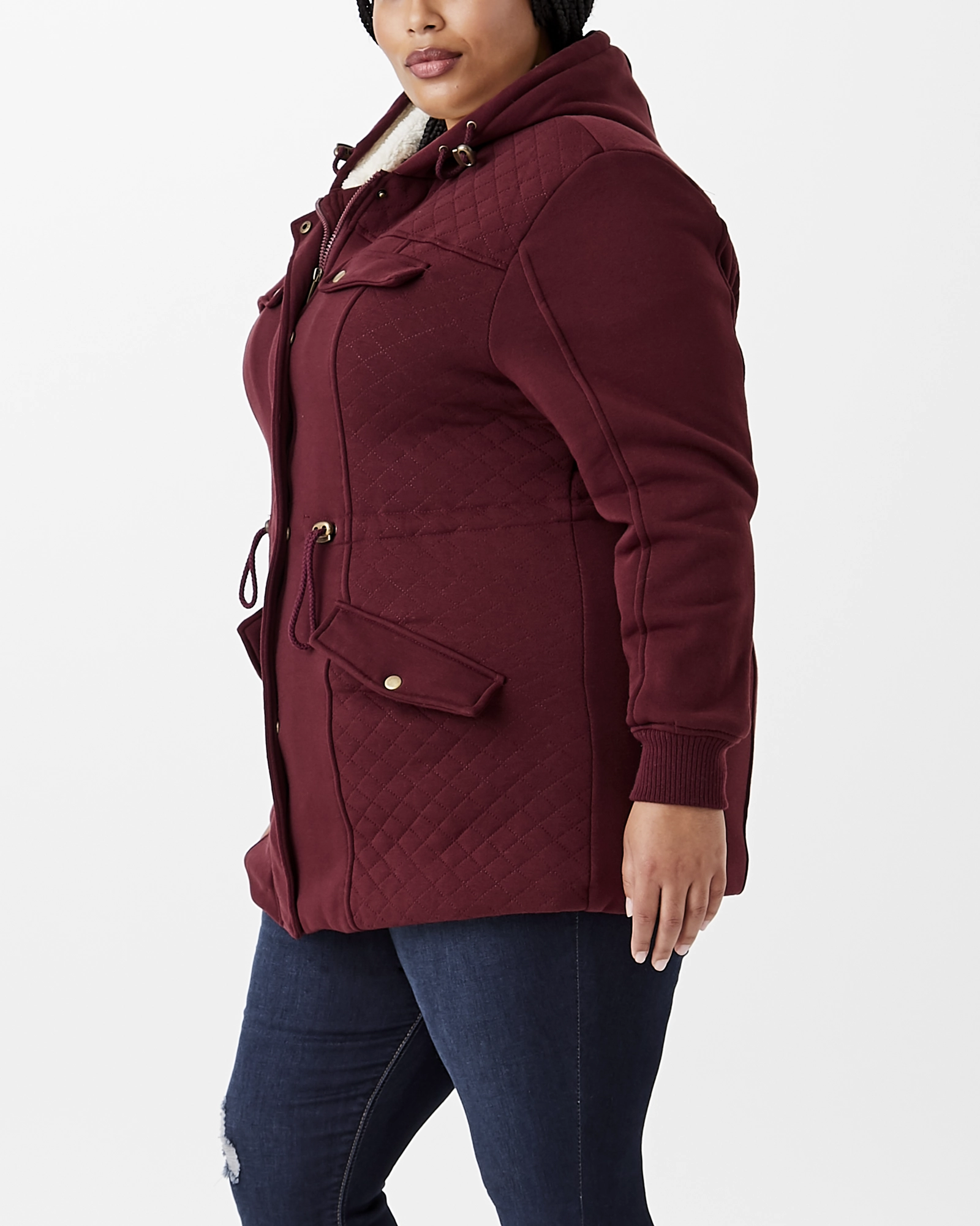Finance Primrose Quilted Hooded Jacket | Burgundy