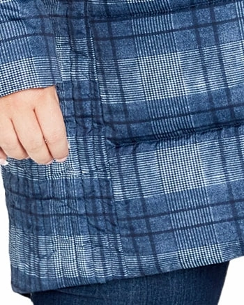 Motion Friendly Printed Check Coat | Navy Check