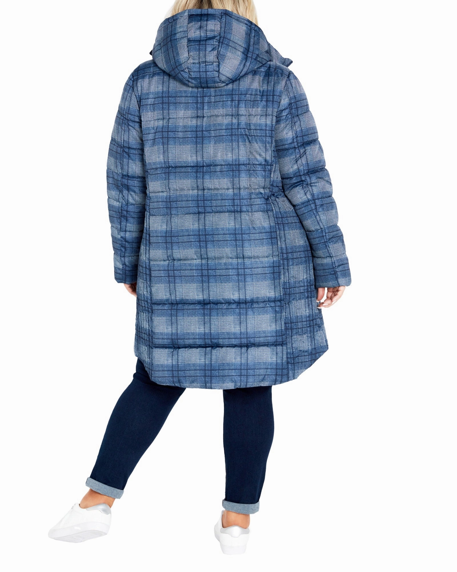 Printed Check Coat | Navy Check Fall Friendly