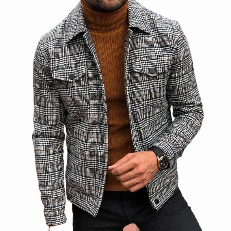 Light Comfort Resist West Louis? Slim Plaid Turn-down Collar Single Breasted Jacket