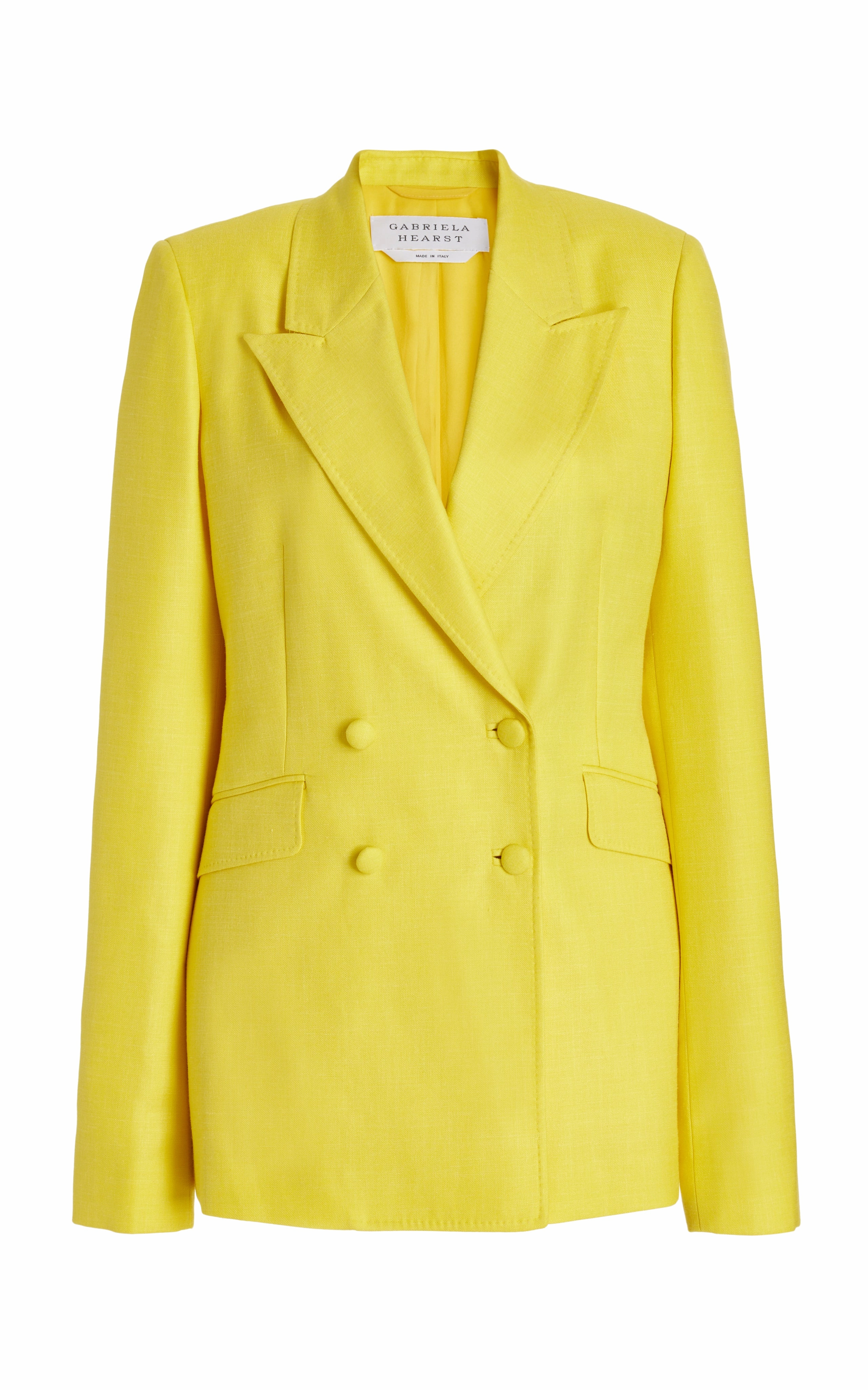 Stephanie Blazer in Cadmium Yellow Virgin Wool and Silk Linen Twill Work Outfit