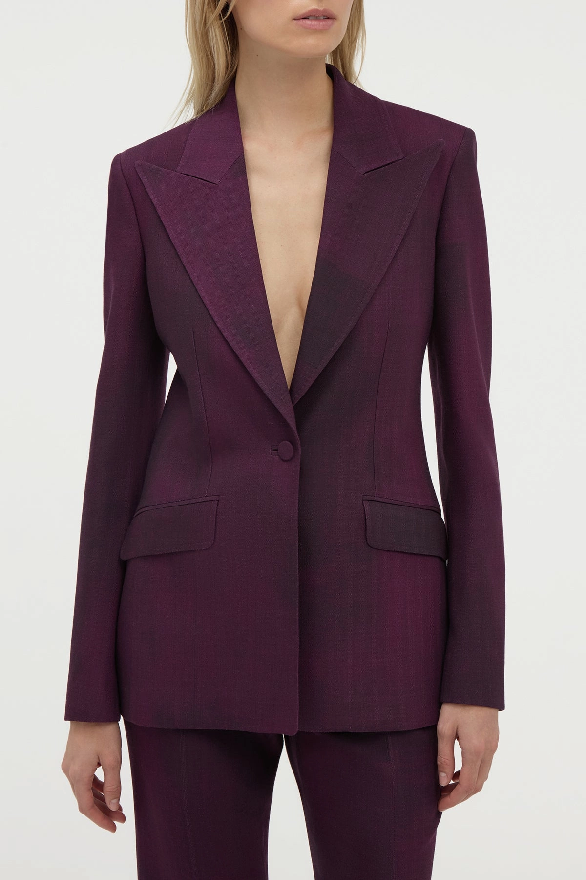 Tailored Business Wear Leiva Blazer in Bordeaux Virgin Wool