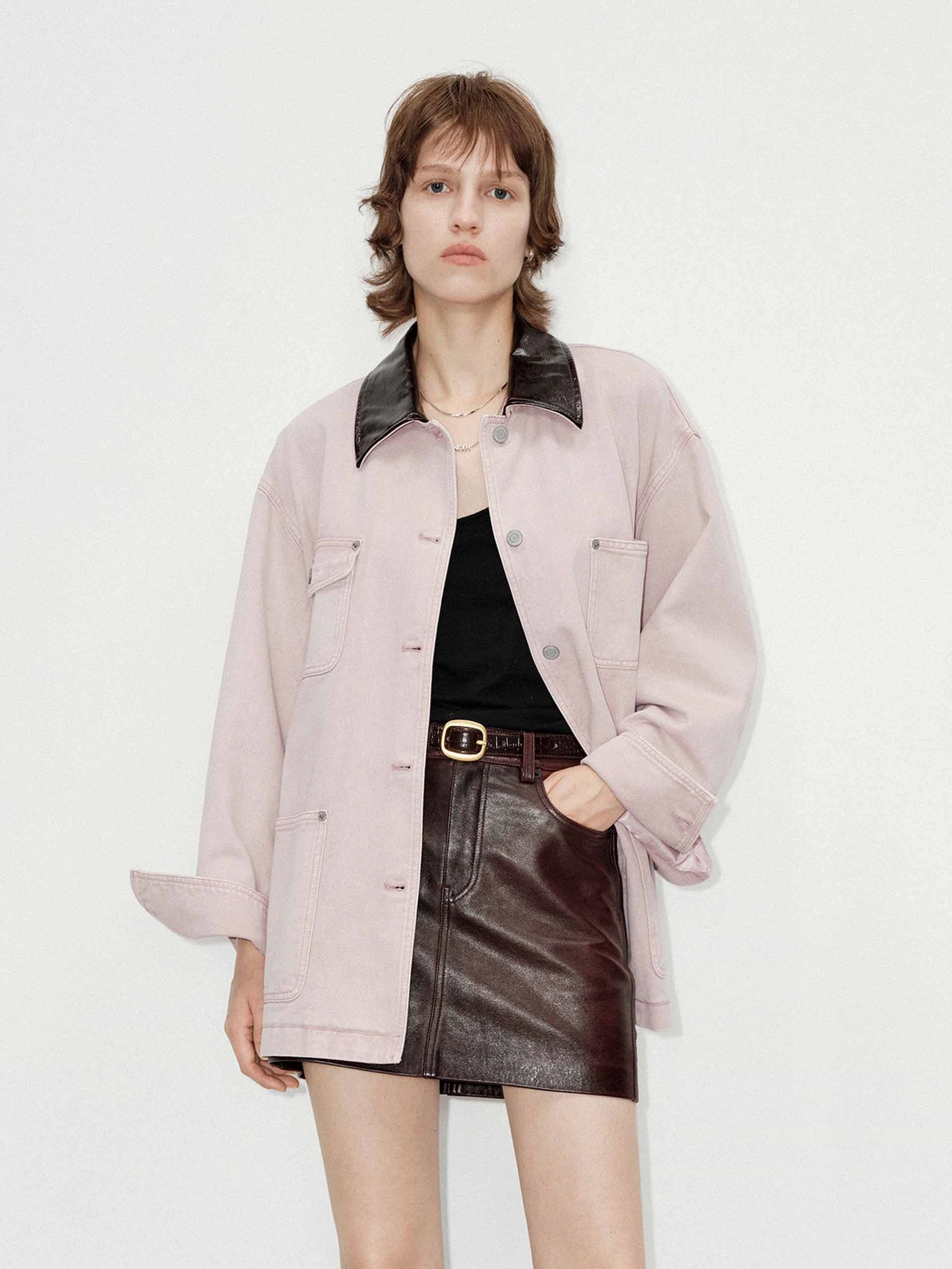 QuickAccessPockets Quilted Insulation Pu Collar Cotton Jacket